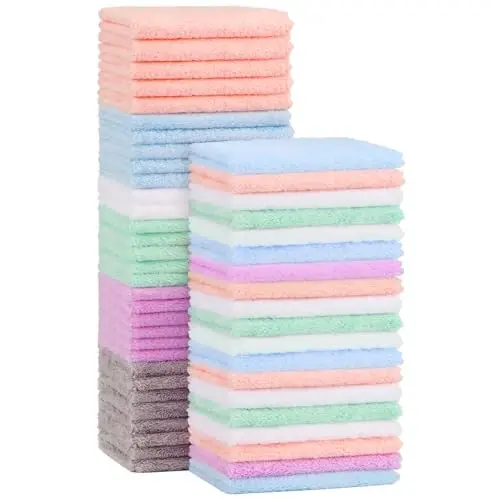 Orighty Baby Washcloths 50-Pack, Microfiber Coral Fleece Baby Face Towels, Soft and Absorbent Wash Cloths for Newborns, Infants and Toddlers, Gentle on Delicate Skin for Face Hands and Body, 7x9 Inch - ORIGHTY