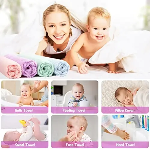 Orighty Baby Washcloths 24-Pack(7''x9''), Microfiber Coral Fleece Baby Towels, Super Soft and Absorbent Wash Cloths for Newborns, Infants and Toddlers, Gentle on Delicate Skin for Face Hands and Body - 4