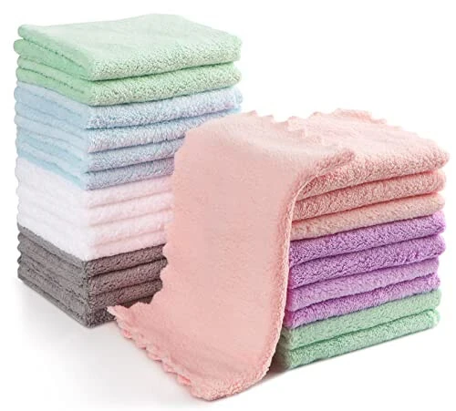 Orighty Baby Washcloths 24-Pack(7''x9''), Microfiber Coral Fleece Baby Towels, Super Soft and Absorbent Wash Cloths for Newborns, Infants and Toddlers, Gentle on Delicate Skin for Face Hands and Body - Orighty