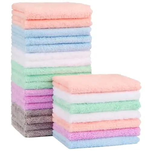 Orighty Baby Washcloths 24-Pack(7''x9''), Microfiber Coral Fleece Baby Towels, Super Soft and Absorbent Wash Cloths for Newborns, Infants and Toddlers, Gentle on Delicate Skin for Face Hands and Body - 5