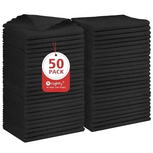 Orighty Black Microfiber Tozalash Mato, 50 Pack Yuqori Absorbsiyalovchi Tozalash Materiallari, Tuklarsiz Oshxona Sochiqlari Tozalash Latta, Avtomobillar uchun Mikrofiber Sochiqlar, Uy, Oyna, 12x12 dyuym - 1