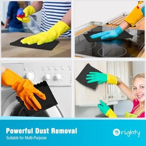 Orighty Black Microfiber Tozalash Mato, 50 Pack Yuqori Absorbsiyalovchi Tozalash Materiallari, Tuklarsiz Oshxona Sochiqlari Tozalash Latta, Avtomobillar uchun Mikrofiber Sochiqlar, Uy, Oyna, 12x12 dyuym - 6