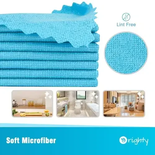 Orighty Cleaning Cloths 12x12 inch, Pack of 24, Highly Absorbent Microfiber Cleaning Supplies, Lint Free Cloths for Multiple-use, Powerful Cleaning Rags for House, Kitchen, Car Care (Blue) - ORIGHTY (1)
