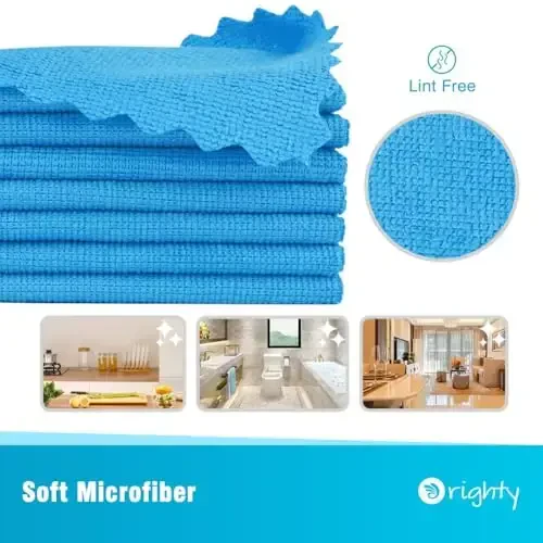 Orighty Cleaning Cloths Bulk, 200 Pack Shop Rags Reusable, Multi-Purpose Shop Towels for Cars, Microfiber Cleaning Rags for Automotive, Mechanic, Kitchen, Lint Free Towels 11.5’’ x 11.5’’, Blue - ORIGHTY (1)