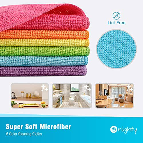 Orighty Cleaning Cloths Pack of 12, Highly Absorbent Microfiber Cleaning Supplies, Lint Free Cloths for Multiple-use, Powerful Dust Removal Cleaning Rags for House, Kitchen, Car Care(12x12 inch) - 2