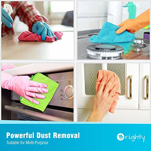 Orighty Cleaning Cloths Pack of 12, Highly Absorbent Microfiber Cleaning Supplies, Lint Free Cloths for Multiple-use, Powerful Dust Removal Cleaning Rags for House, Kitchen, Car Care(12x12 inch) - 4