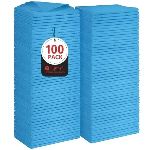 Orighty Cleaning Cloths, Shop Towels 100 Pack, Shop Rags Reusable, Microfiber Cleaning Rags Bulk for Cars, Multi-Purpose Lint Free Towels for Automotive, Mechanic, Kitchen, 11.5’’ x 11.5’’, Blue - 1
