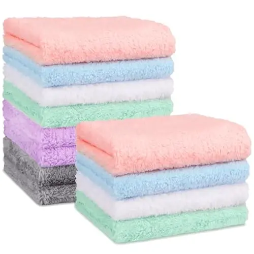 Orighty Baby Washcloths 12 Pack, Microfiber Coral Fleece Baby Face Towels, Soft and Absorbent Wash Cloths for Newborns, Infants and Toddlers, Gentle on Delicate Skin for Face Hands and Body, 7x9 Inch - 1