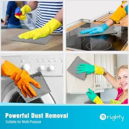 Orighty Grey Microfiber Tozalash Mato, 100 Pack Yuqori Absorbsiyalovchi Tozalash Materiallari, tuk qoldirmaydigan oshxona sochiqlari, Avtomobillar uchun mikrofiber sochiqlar, Uy, Deraza, 12x12 dyuym - 7