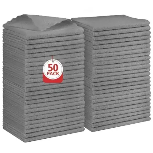 Orighty Grey Microfiber Tozalash Mato, 50 dona Yuqori Absorbentli Tozalash Materiallari, Tuklarsiz Oshxona Sochiqlari Tozalash Latta, Mashinalar uchun Mikrofiber Sochiqlar, Uy, Oyna, 12x12 dyuym - ORIGHTY