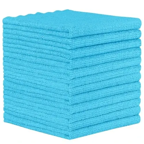 Orighty Microfiber Cleaning Cloth, 12 Pack Blue Cleaning Rags, 12x11 inch | Highly Absorbent Household Cleaning Supplies, Microfiber Towels Lint Free Cloths for House, Kitchen, Car Care - 1