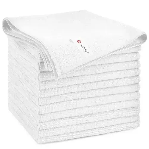 Orighty Microfiber Cleaning Cloth, 12 Pack Microfiber Towels for Cars, Highly Absorbent Car Cleaning Supplies, Lint Free Cloths Clean Rags for Car Care, House, Kitchen, 12x12 inch, White - 1
