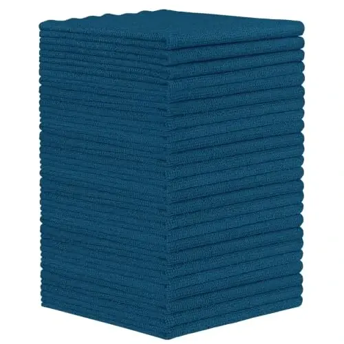 Orighty Microfiber Cleaning Cloth, 24 Pack Cleaning Rags, Navy Blue, 12x11 | Highly Absorbent Household Cleaning Supplies, Microfiber Towels Lint Free Cloths for House, Kitchen, Car Care - 1