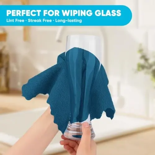Orighty Microfiber Cleaning Cloth, 24 Pack Cleaning Rags, Navy Blue, 12x11 | Highly Absorbent Household Cleaning Supplies, Microfiber Towels Lint Free Cloths for House, Kitchen, Car Care - 2