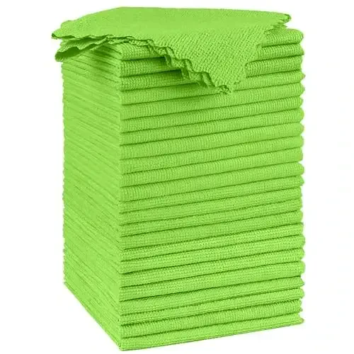 Orighty Microfiber Cleaning Cloth, 24 Pack Highly Absorbent Cleaning Supplies, Reusable Clean Rags for House, Microfiber Cloth for Kitchen, Window, Car Care, 11.5x11.5 inch Green - 1