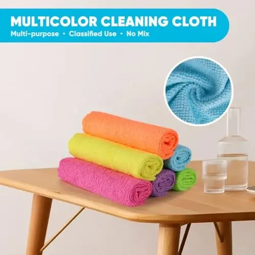 Orighty Microfiber Cleaning Cloth, 400 Pack Highly Absorbent Cleaning Rags, Household Cleaning Supplies, Microfiber Towels Lint Free Cloths for House, Kitchen, Car Care, 12x11 Inch, Multicolor - 4