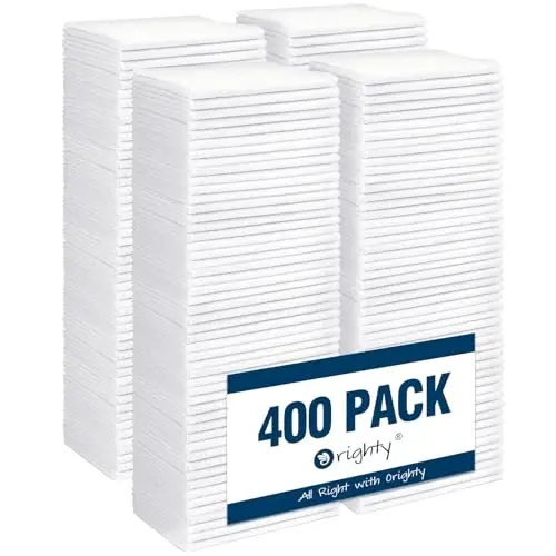 Orighty Microfiber Cleaning Cloth, 400 Pack Highly Absorbent Cleaning Rags, Household Cleaning Supplies, Reusable Microfiber Towels Lint Free Cloths for House, Kitchen, Car Care, 12x11 inch, White 