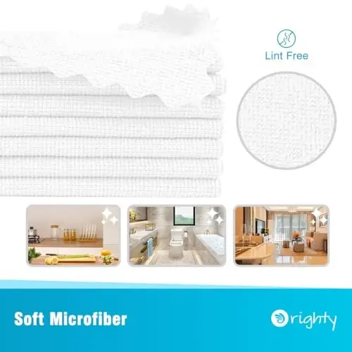 Orighty Microfiber Cleaning Cloth, 400 Pack Highly Absorbent Cleaning Rags, Household Cleaning Supplies, Reusable Microfiber Towels Lint Free Cloths for House, Kitchen, Car Care, 12x11 inch, White - 2