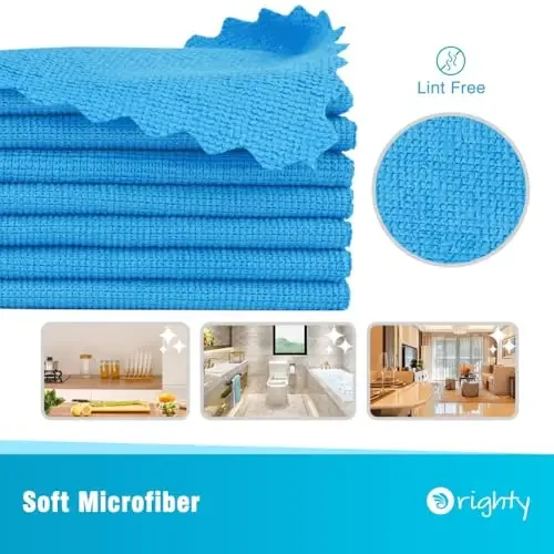 Orighty Microfiber Cleaning Cloth, 400 Pack Highly Absorbent Cleaning Rags, Household Cleaning Supplies, Reusable Microfiber Towels Lint Free Cloths for House, Kitchen, Car Care, 12x12 inch, Blue - 2