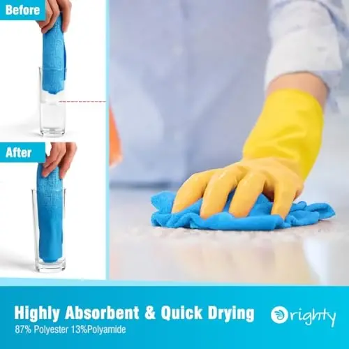Orighty Microfiber Cleaning Cloth, 400 Pack Highly Absorbent Cleaning Rags, Household Cleaning Supplies, Reusable Microfiber Towels Lint Free Cloths for House, Kitchen, Car Care, 12x12 inch, Blue - 3