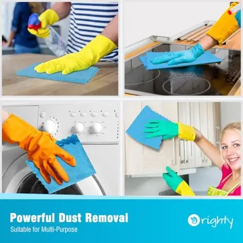 Orighty Microfiber Cleaning Cloth, 400 Pack Highly Absorbent Cleaning Rags, Household Cleaning Supplies, Reusable Microfiber Towels Lint Free Cloths for House, Kitchen, Car Care, 12x12 inch, Blue - 4