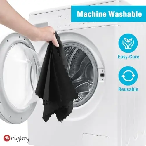 Orighty Microfiber Cleaning Cloth 5 Pack, Black Cleaning Rags 12x11 inch | Microfiber Towels for Cars, Highly Absorbent Household Cleaning Supplies, Reusable Lint Free Cloths for House, Kitchen - 5