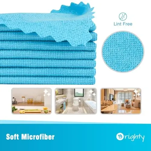 Orighty Microfiber Cleaning Cloth 5 Pack, Blue Cleaning Rags 12x11 inch | Microfiber Towels for Cars, Highly Absorbent Household Cleaning Supplies, Reusable Lint Free Cloths for House, Kitchen - ORIGHTY (1)
