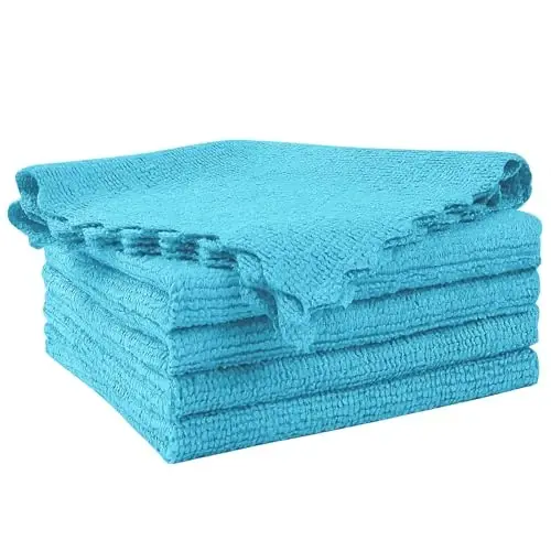 Orighty Microfiber Cleaning Cloth 5 Pack, Blue Cleaning Rags 12x11 inch | Microfiber Towels for Cars, Highly Absorbent Household Cleaning Supplies, Reusable Lint Free Cloths for House, Kitchen 