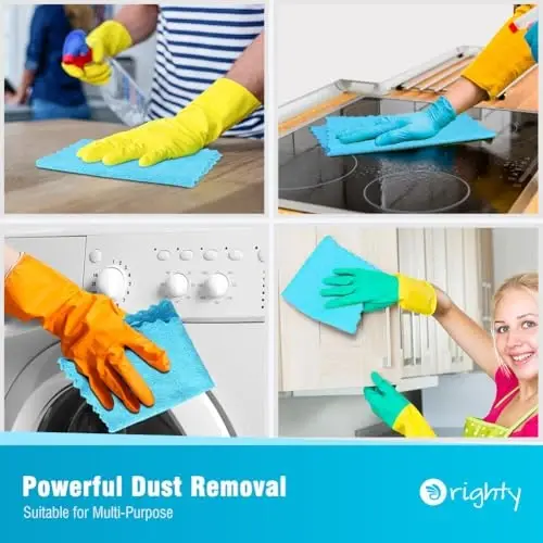 Orighty Microfiber Cleaning Cloth 5 Pack, Blue Cleaning Rags 12x11 inch | Microfiber Towels for Cars, Highly Absorbent Household Cleaning Supplies, Reusable Lint Free Cloths for House, Kitchen - 5
