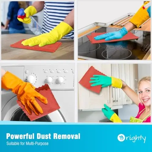 Orighty Microfiber Cleaning Cloth 5 Pack, Red Cleaning Rags 12x11 inch | Microfiber Towels for Cars, Highly Absorbent Household Cleaning Supplies, Reusable Lint Free Cloths for House, Kitchen - 5