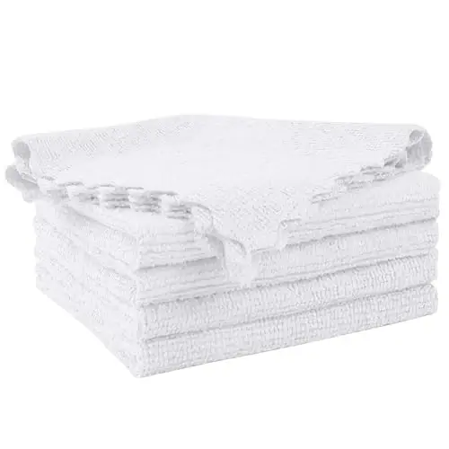 Orighty Microfiber Cleaning Cloth 5 Pack, White Cleaning Rags 12x11 inch | Microfiber Towels for Cars, Highly Absorbent Household Cleaning Supplies, Reusable Lint Free Cloths for House, Kitchen 