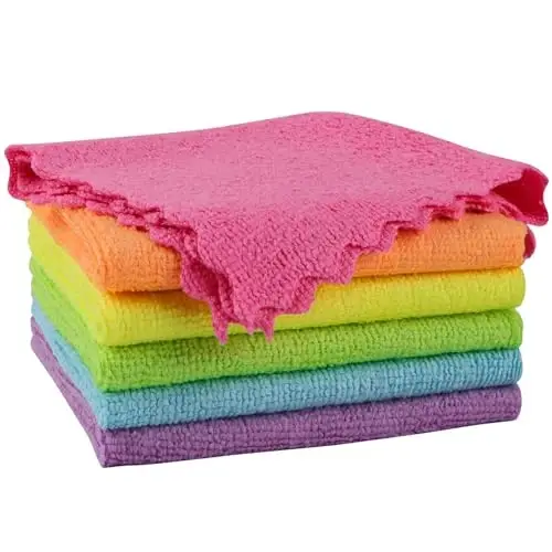 Orighty Microfiber Cleaning Cloth 6 Pack, Cleaning Rags 12x11 inch | Microfiber Towels for Cars, Highly Absorbent Household Cleaning Supplies, Reusable Lint Free Cloths for House, Kitchen - 1