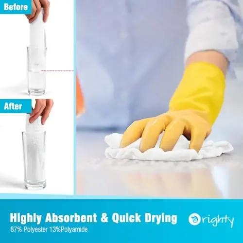 Orighty Microfiber Cleaning Cloth, 800 Pack Highly Absorbent Cleaning Rags, Household Cleaning Supplies, Reusable Microfiber Towels Lint Free Cloths for House, Kitchen, Car Care, 12x11 inch, White - 3