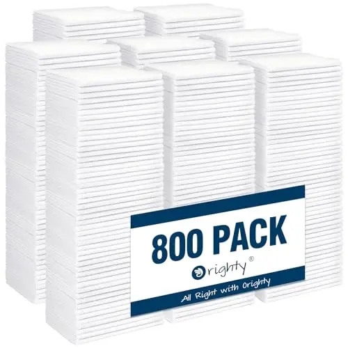 Orighty Microfiber Cleaning Cloth, 800 Pack Highly Absorbent Cleaning Rags, Household Cleaning Supplies, Reusable Microfiber Towels Lint Free Cloths for House, Kitchen, Car Care, 12x11 inch, White 