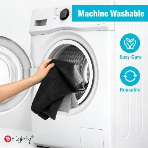 Orighty Microfiber Cleaning Cloth, Black Cleaning Towels 50 Pack, 12x11 in | Soft Highly Absorbent Cleaning Rag, Reusable Lint Free Cloths for Car Care, House, Kitchen, Window and Glass - 6