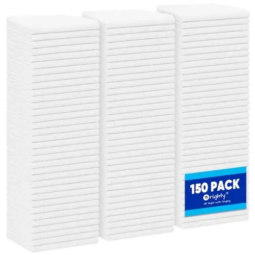 Orighty Microfiber Cleaning Cloth Bulk, 150 Pack Shop Towels 12x12in, White | Reusable Microfiber Towels for Cars, Shop Rags, Multi-Purpose Lint Free Cleaning Rags for Home & Kitchen - 1