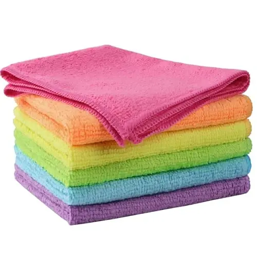 Orighty Microfiber Cleaning Cloth, Cleaning Rags, 6 Pack, 12x11 in | Microfiber Towels for Cars, Soft Highly Absorbent Rag, Lint Free Cloths for Car Care, House, Kitchen - 1