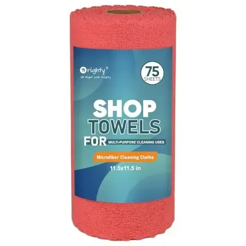 Orighty Microfiber Cleaning Cloths, 75 Sheets Shop Towels, Reusable Paper Towels Shop Rags, Washable Microfiber Towel Roll Cleaning Rags for Cars, House, Kitchen, 11.5’’ x 11.5’’, Red - 1
