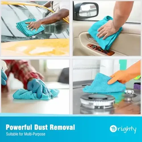 Orighty Microfiber Tozalash Mato, 12 Pachka Mikrofiber Sochiqlar Avtomobillar uchun, Yuqori Singdiruvchan Avtomobil Tozalash Materiallari, Tolali Matolar Avtomobilni Parvarishlash uchun Tozalash Matolari, Uy, Oshxona, 12x12 dyuym, Moviy - 6