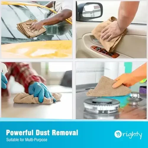 Orighty Microfiber Tozalash Mato, 12 Paket Avtomobillar uchun Microfiber Sochiqlar, Yuqori Absorbsiyalovchi Avtomobilni Tozalash Materiallari, Tolalarsiz Mato, Avtomobilga Xizmat Ko'rsatish, Uy, Oshxona uchun Tozalash Latta, 12x12 dyuym, Jigarrang - 6