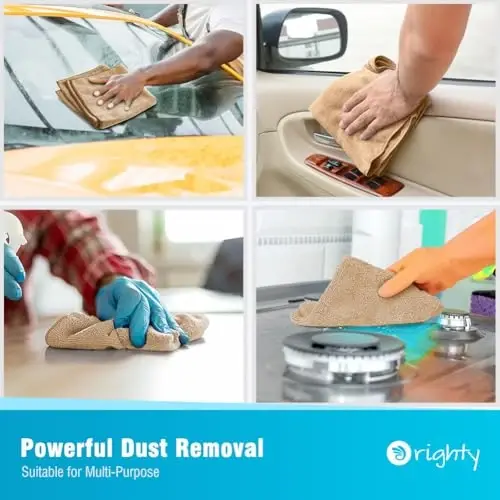Orighty Microfiber Tozalash Mato, 12 Paket Avtomobillar uchun Microfiber Sochiqlar, Yuqori Absorbsiyalovchi Avtomobilni Tozalash Materiallari, Tolalarsiz Mato, Avtomobilga Xizmat Ko'rsatish, Uy, Oshxona uchun Tozalash Latta, 12x12 dyuym, Jigarrang - 5