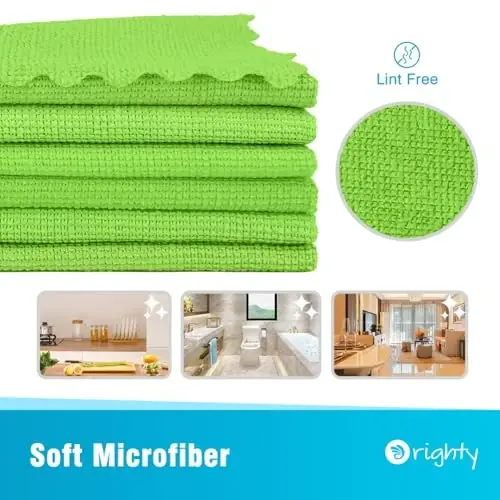 Orighty Microfiber Tozalash Mato, 24 Pack Yuqori Absorbent Tozalash Materiallari, Uy uchun Qayta Foydalanish Mumkin Toza Latta, Oshxona uchun Microfiber Mato, Oyna, Avtomobilga Xizmat Ko'rsatish, 11.5x11.5 dyuym Yashil - 2