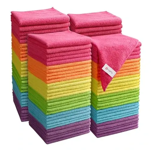 Orighty Microfiber Tozalash Mato Paket 120, Avtomobillar uchun Microfiber Sochiqlar, Yuqori Absorbsiyalovchi Avtomobilni Tozalash Materiallari, Tuk Qoldirmaydigan Mato Avtomobilga Xizmat Ko'rsatish, Uy, Oshxona uchun Toza Latta, 12x12 dyuym - 1