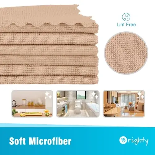 Orighty Microfiber Tozalash Matosi, 24 Paket Yuqori Singdiruvchan Tozalash Vositalari, Uy uchun Qayta Ishlatiladigan Toza Latta, Oshxona uchun Microfiber Mato, Deraza, Avtomobilga Xizmat Ko'rsatish, 11.5x11.5 dyuym Jigarrang - 2