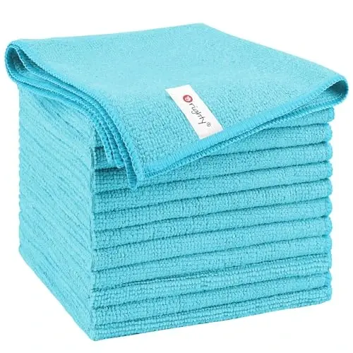 Orighty Microfiber Cleaning Cloth, 12 Pack Microfiber Towels for Cars, Highly Absorbent Car Cleaning Supplies, Lint Free Cloths Clean Rags for Car Care, House, Kitchen, 12x11 inch, Blue - 1