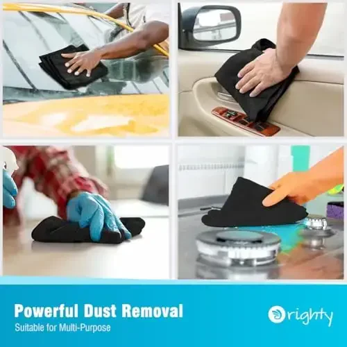 Orighty Microfiber Cleaning Cloth, 12 Pack Microfiber Towels for Cars, Highly Absorbent Car Cleaning Supplies, Lint Free Cloths Clean Rags for Car Care, House, Kitchen, 12x12 inch, Black - 6