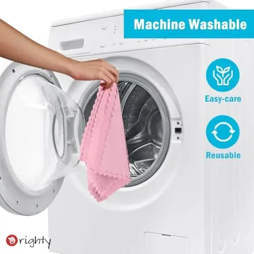 Orighty Microfiber Cleaning Cloth, 24 Pack Highly Absorbent Cleaning Supplies, Reusable Clean Rags for House, Microfiber Cloth for Kitchen, Window, Car Care, 11.5x11.5 inch Pink - 7