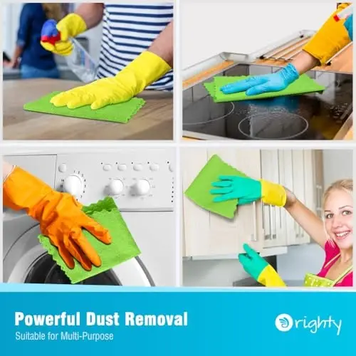 Orighty Microfiber Cleaning Cloth, 24 Pack Highly Absorbent Cleaning Supplies, Reusable Clean Rags for House, Microfiber Cloth for Kitchen, Window, Car Care, 11.5x11.5 inch Green - 4