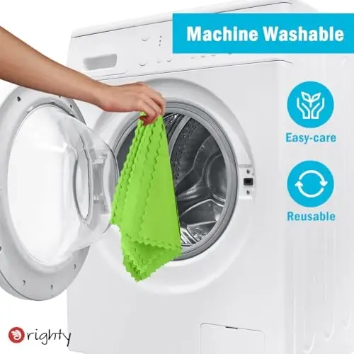 Orighty Microfiber Cleaning Cloth, 24 Pack Highly Absorbent Cleaning Supplies, Reusable Clean Rags for House, Microfiber Cloth for Kitchen, Window, Car Care, 11.5x11.5 inch Green - 7