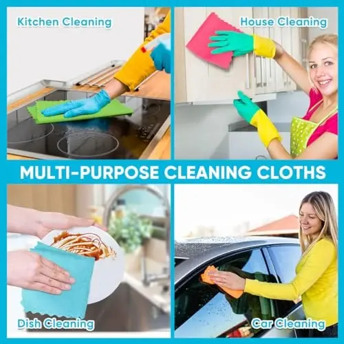 Orighty Microfiber Cleaning Cloth Bulk, 100 Pack Cleaning Rags, 12 x 11 in | Microfiber Towels for Cars, Soft Highly Absorbent Rag, Lint Free Cloths for Car Care, House, Kitchen - 6